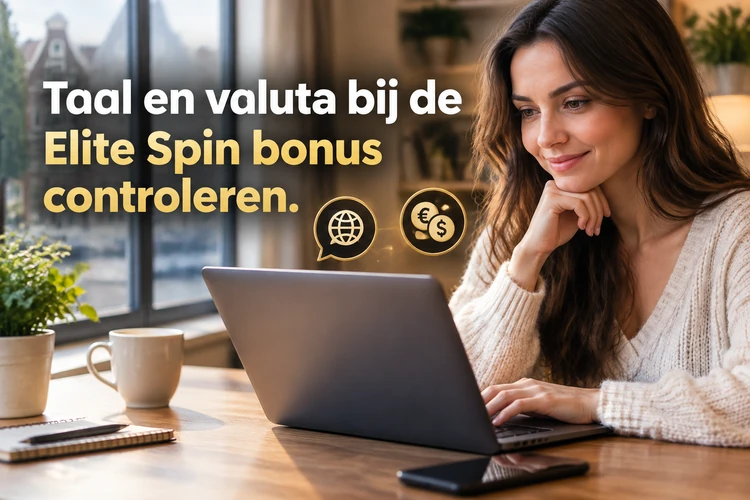 Taal en valuta bij de Elite Spin bonus controleren